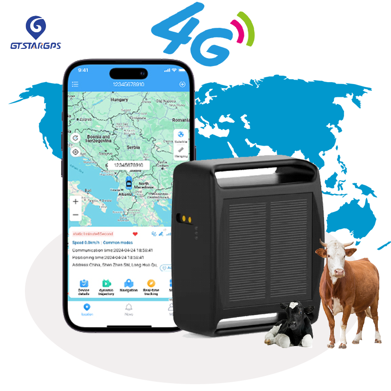 4G Solar GPS Tracker Cattle Cow Sheep Horse Pets Tracking Device Person Pet Smart Locator Waterproof Monitoring Anti-remove