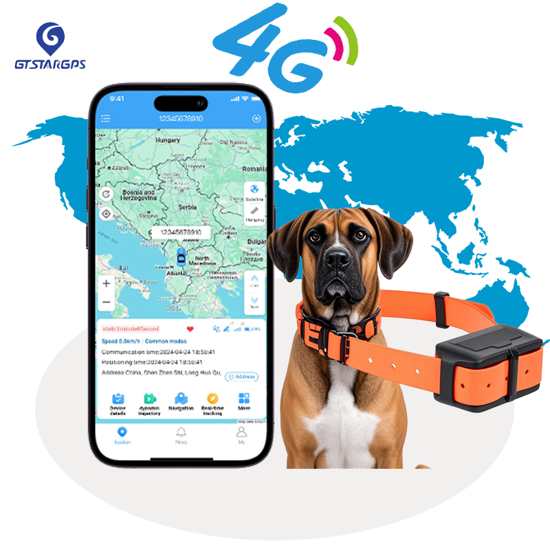 Pet Tracker Gps Collar for Dogs Gps Tracking Animal Real Time Tracking IP67 Waterproof Hound Locator for Medium Large Dogs